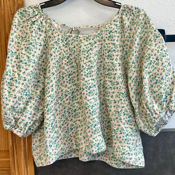 Hunter Bell Vintage Floral Claudia Puff Sleeve Top Blouse Shirt Size Medium - Picture 5 of 12